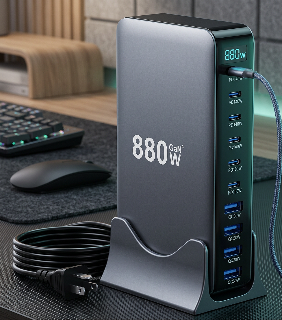 BeterLife charger in use — compact design on a modern desk